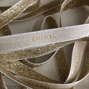 7 yards Cream/Gold Chanel Ribbon